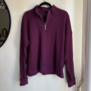 PELOTON Burgundy Quarter-Zip Waffle Knit Pullover Size XL